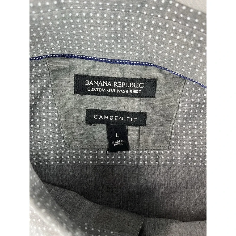 BANANA REPUBLIC Men Shirt Large Button Up CAMDEN Fit Custom 078 Distressed Wash